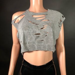Sliced & cropped T-shirt